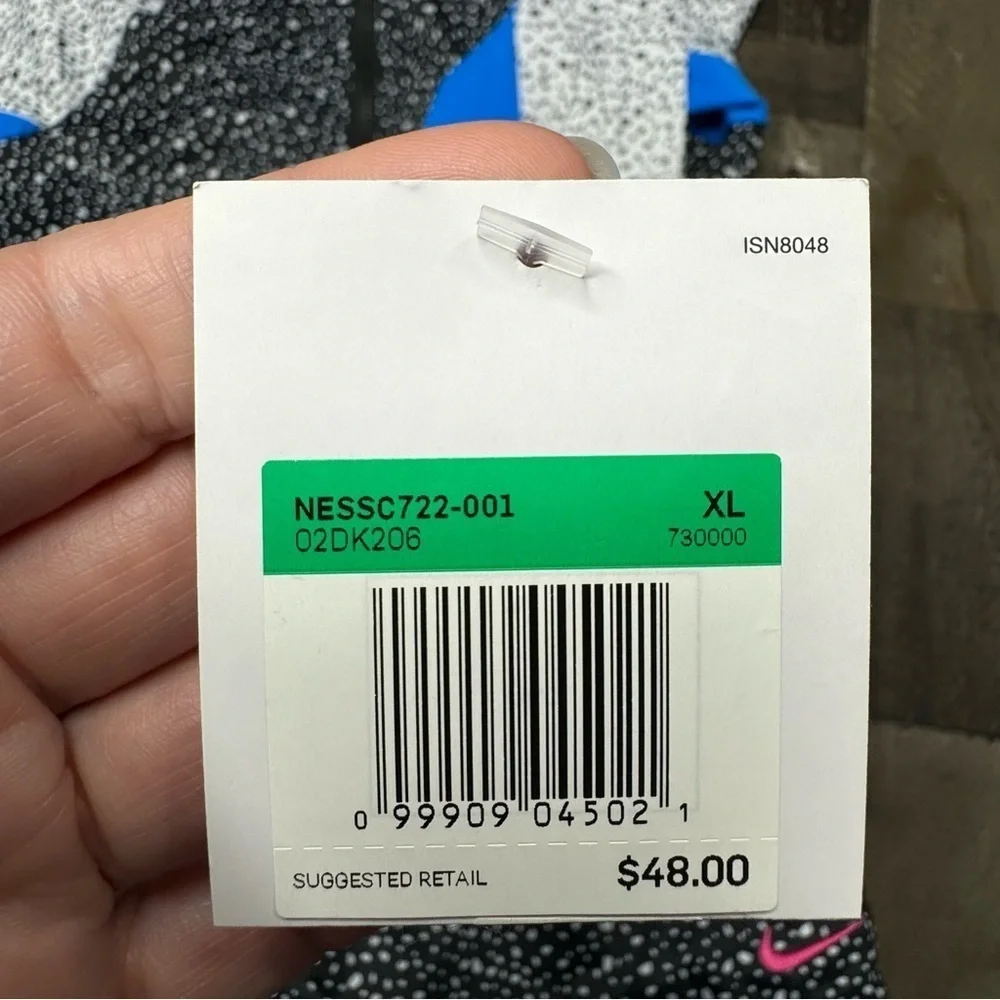 NWT Nike Black and White Long Sleeve Swimsuit with Pink and Blue Accents